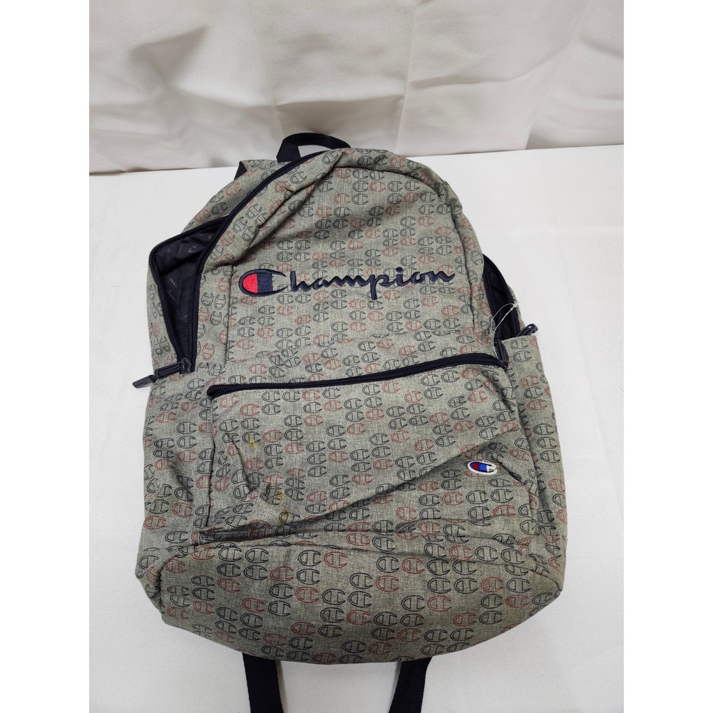 Champion Asher Logo Print Backpack Grey/Navy/Red Unisex